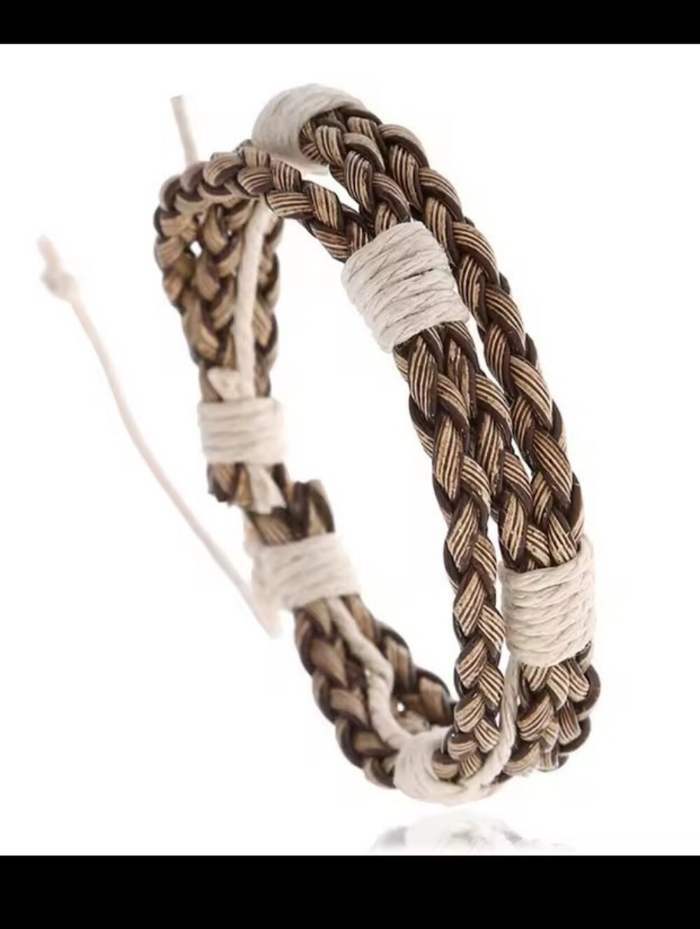 Men's Bracelet Leather Braided Woven Vintage New Jewelry G35